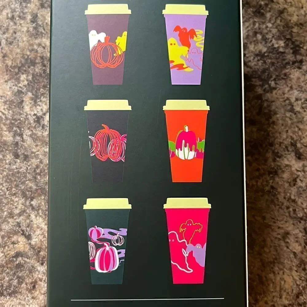 Starbucks Glow In The Dark  Reusable Hot Cups Set of 6 Cups